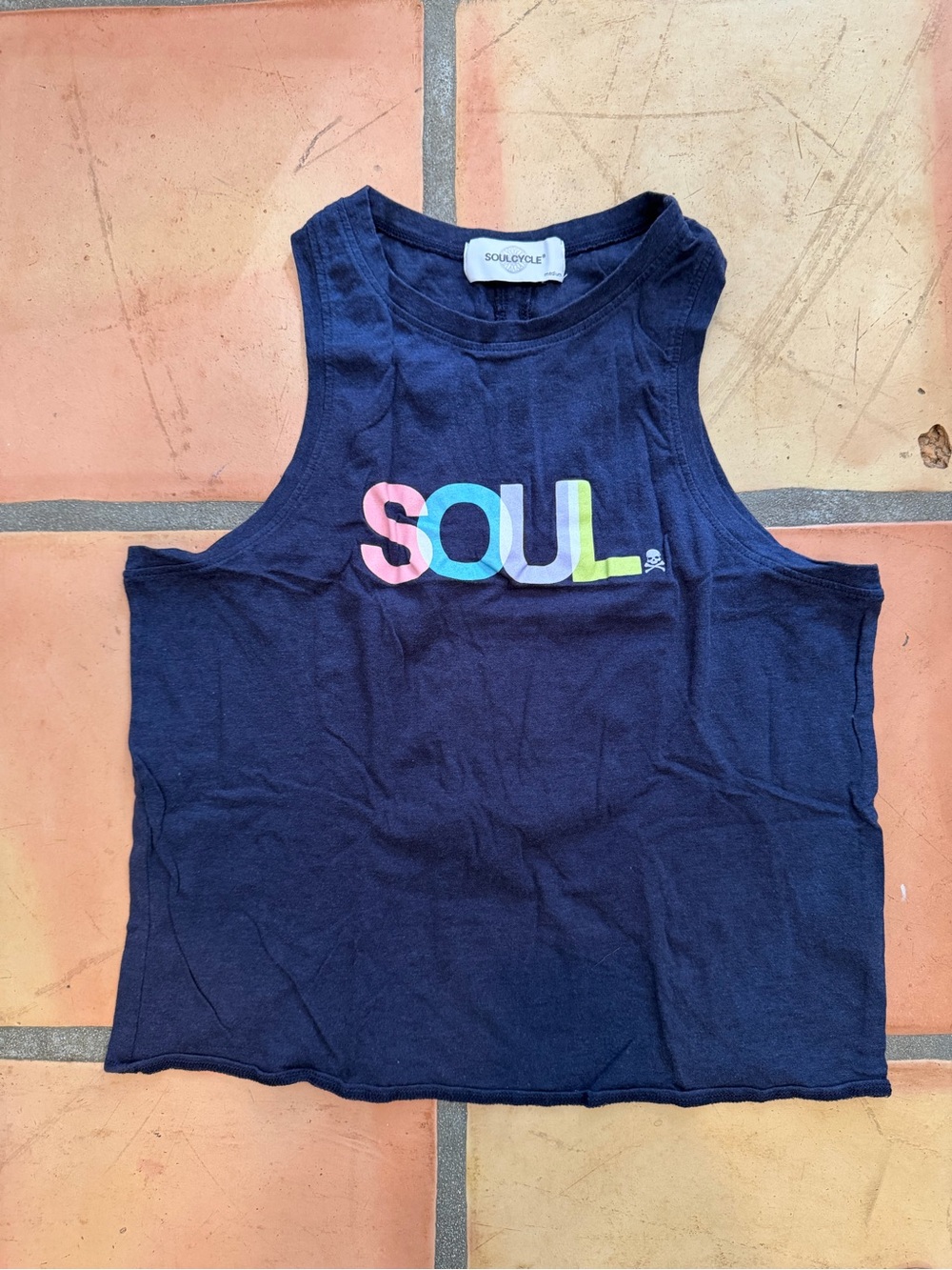 soulcycle Navy Tank Top with Multicolor 'SOUL' Logo
